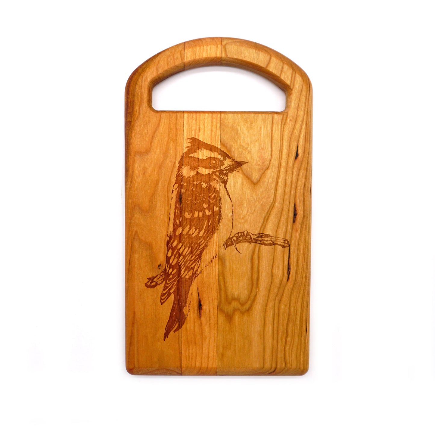 Laura Zindel Cherry Small Serving Board with Oval Handle-Woodpecker