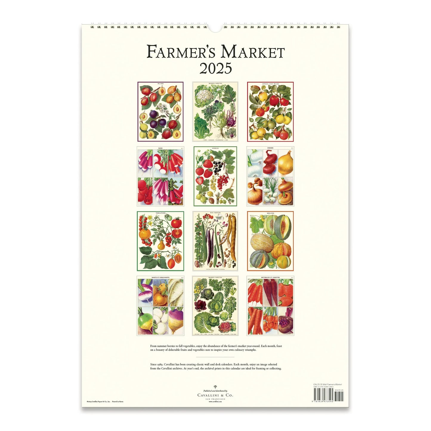 Cavallini Wall Calendar-Farmer's Market 2025