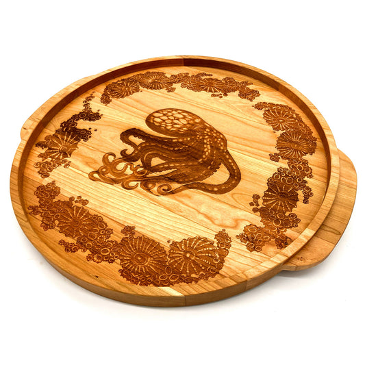 Laura Zindel Cherry Round Serving Tray-Octopus