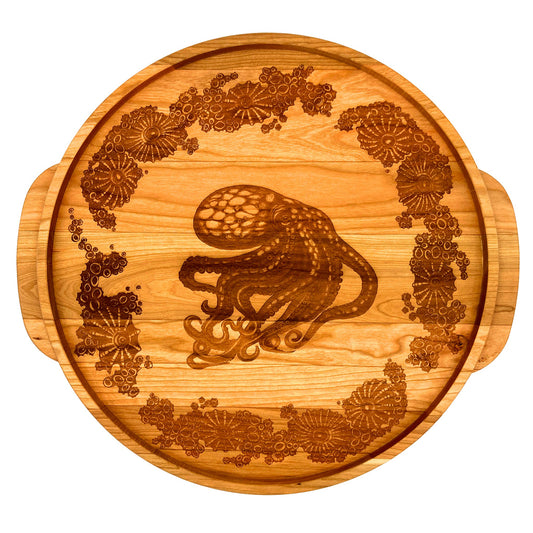 Laura Zindel Cherry Round Serving Tray-Octopus