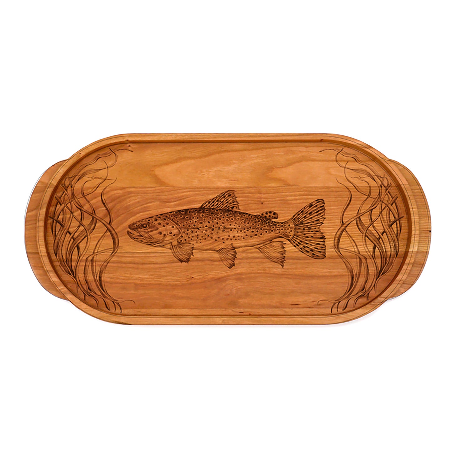 Laura Zindel Cherry Oval Wooden Serving Tray -Brown Trout