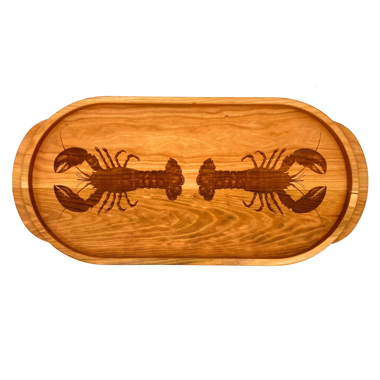 Laura Zindel Cherry Oval Wooden Serving Tray -Lobsters