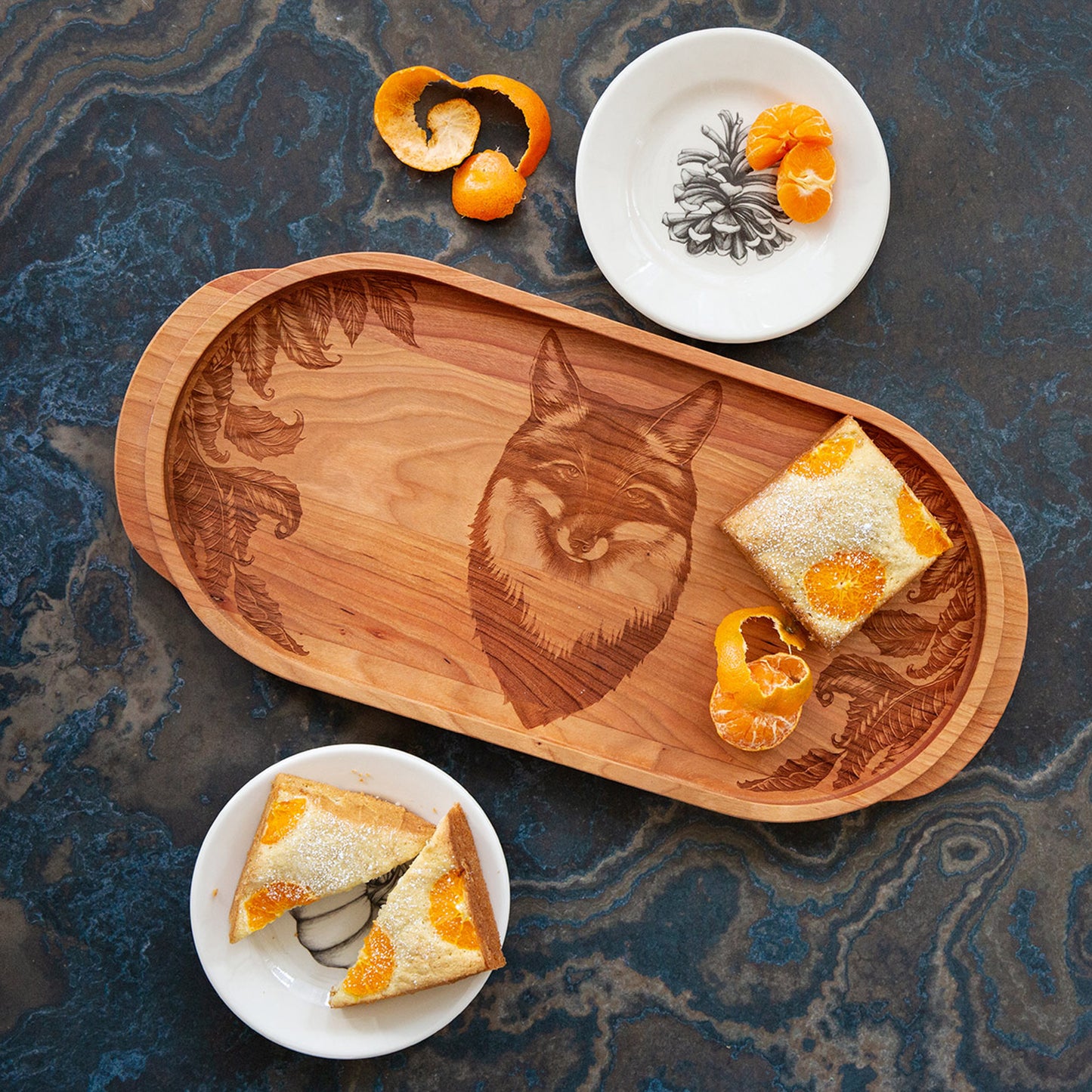 Laura Zindel Cherry Oval Wooden Serving Tray -Fox