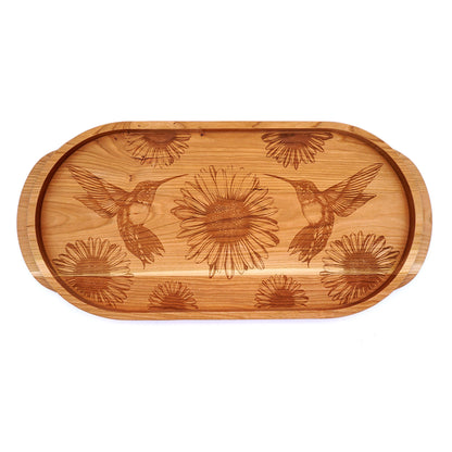 Laura Zindel Cherry Oval Wooden Serving Tray -Hummingbirds