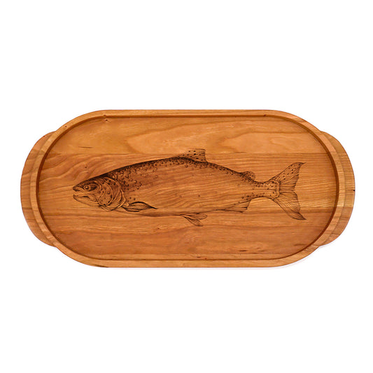 Laura Zindel Cherry Oval Wooden Serving Tray -Salmon