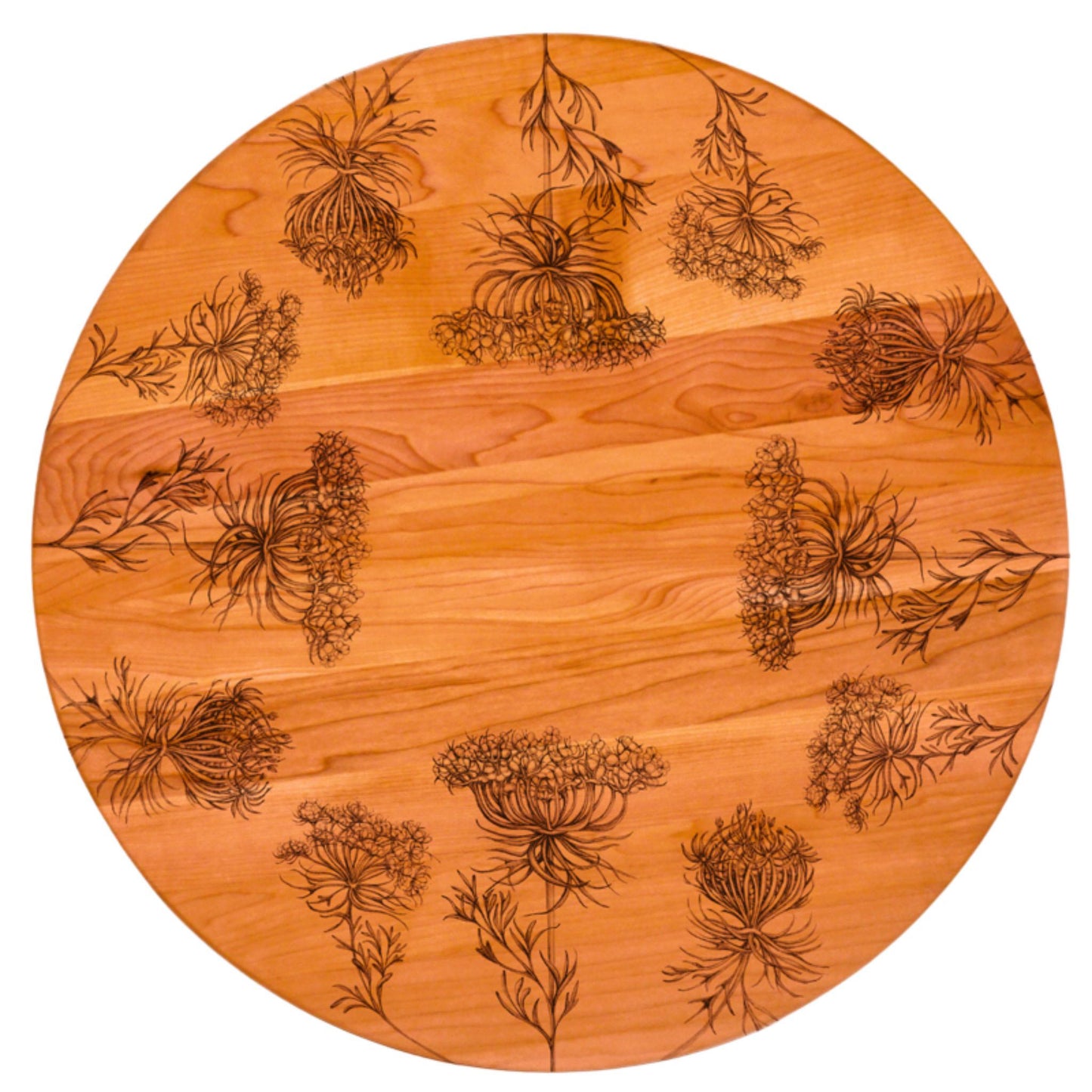 Laura Zindel Cherry 22" Lazy Susan - Queen Anne's Lace Flowers