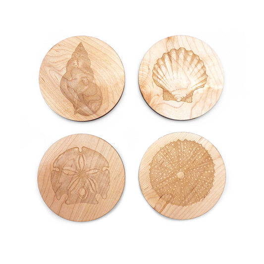 Laura Zindel Maple Coasters-Set of 4-Shells