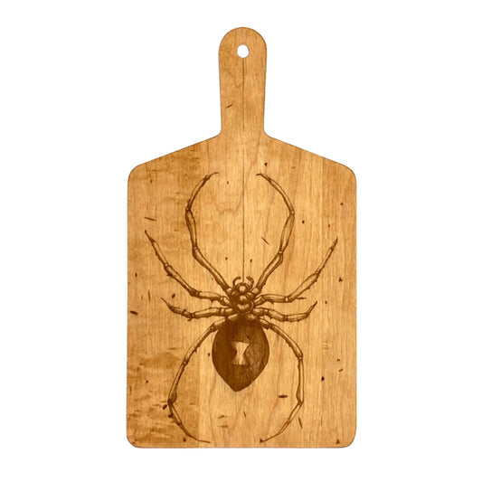 Laura Zindel Artisan Maple Rectangle Handled Serving Board - Black Widow Spider