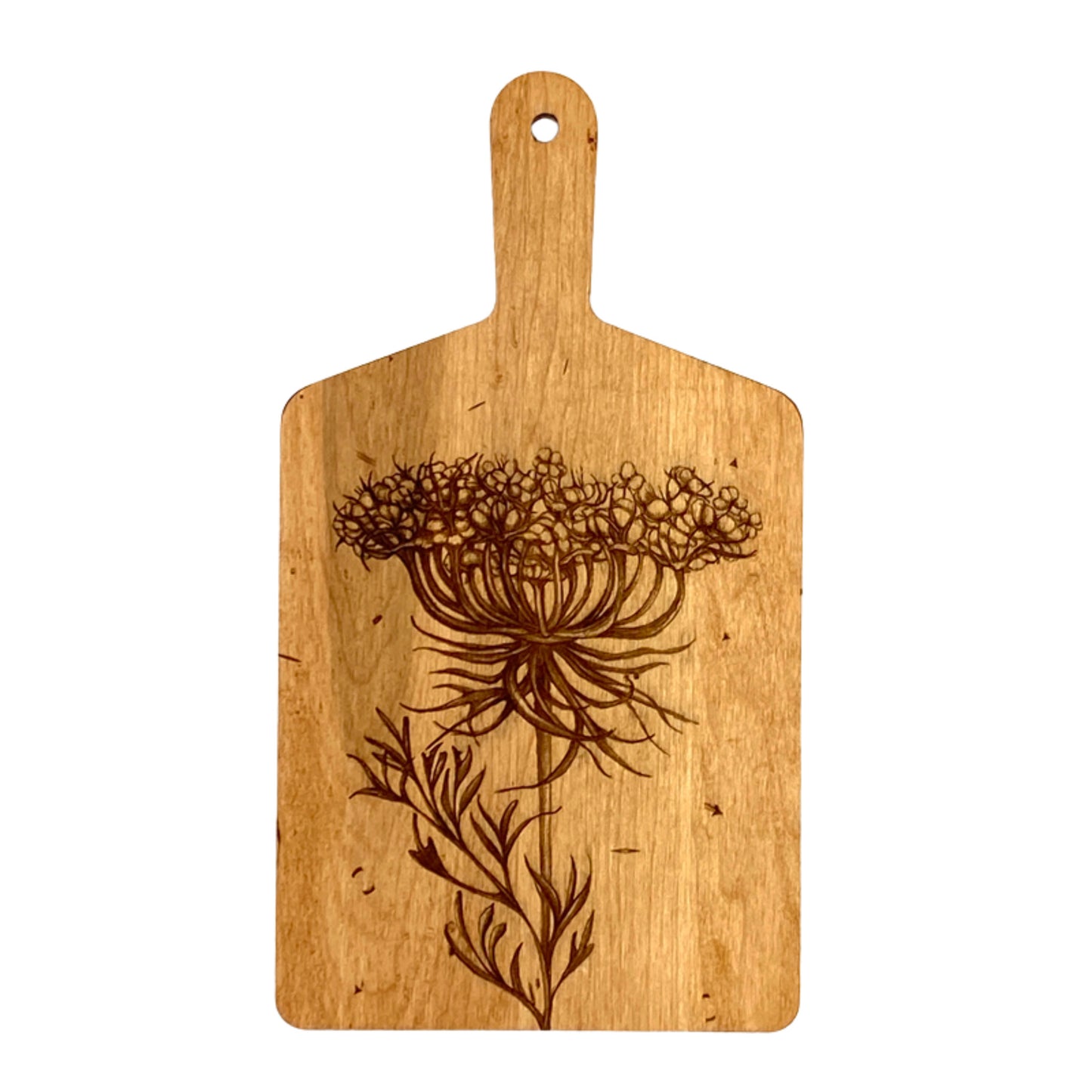 Laura Zindel Artisan Maple Rectangle Handled Serving Board -Queen Anne's Lace