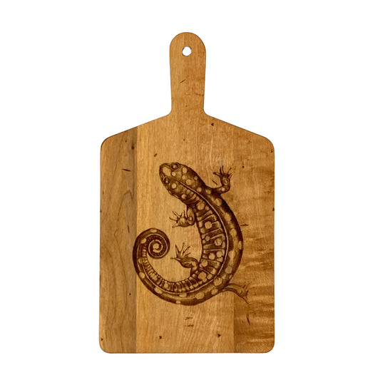 Laura Zindel Artisan Maple Rectangle Handled Serving Board -Spotted Salamander