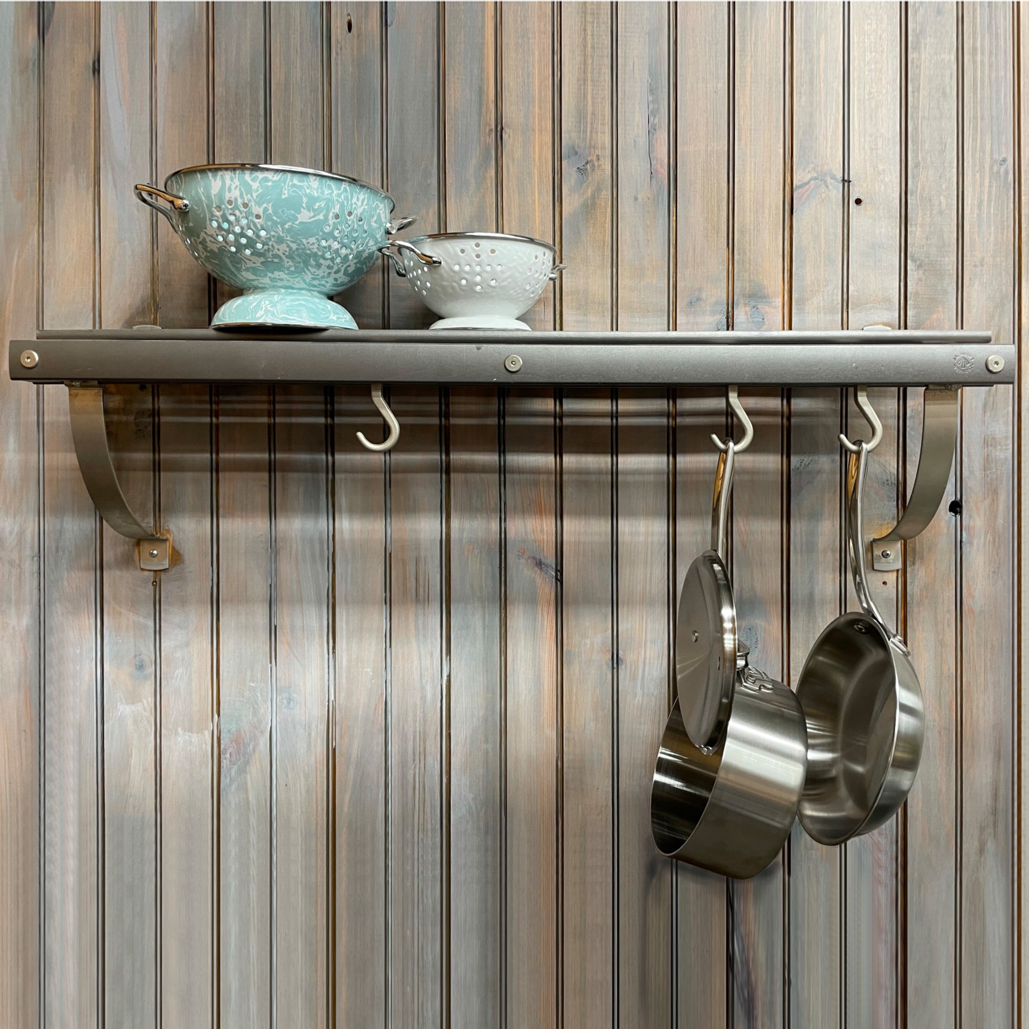 Gray Maple Wall Mounted Pot Rack JK Adams