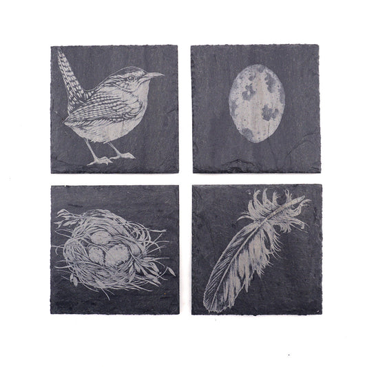 Laura Zindel Slate Coasters - Wren