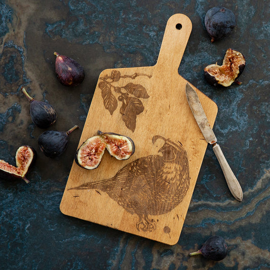 Laura Zindel Artisan Maple Rectangle Handled Serving Board - Quail