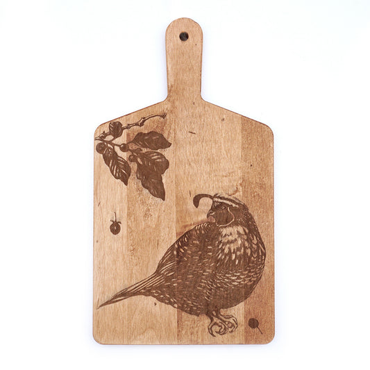 Laura Zindel Artisan Maple Rectangle Handled Serving Board - Quail