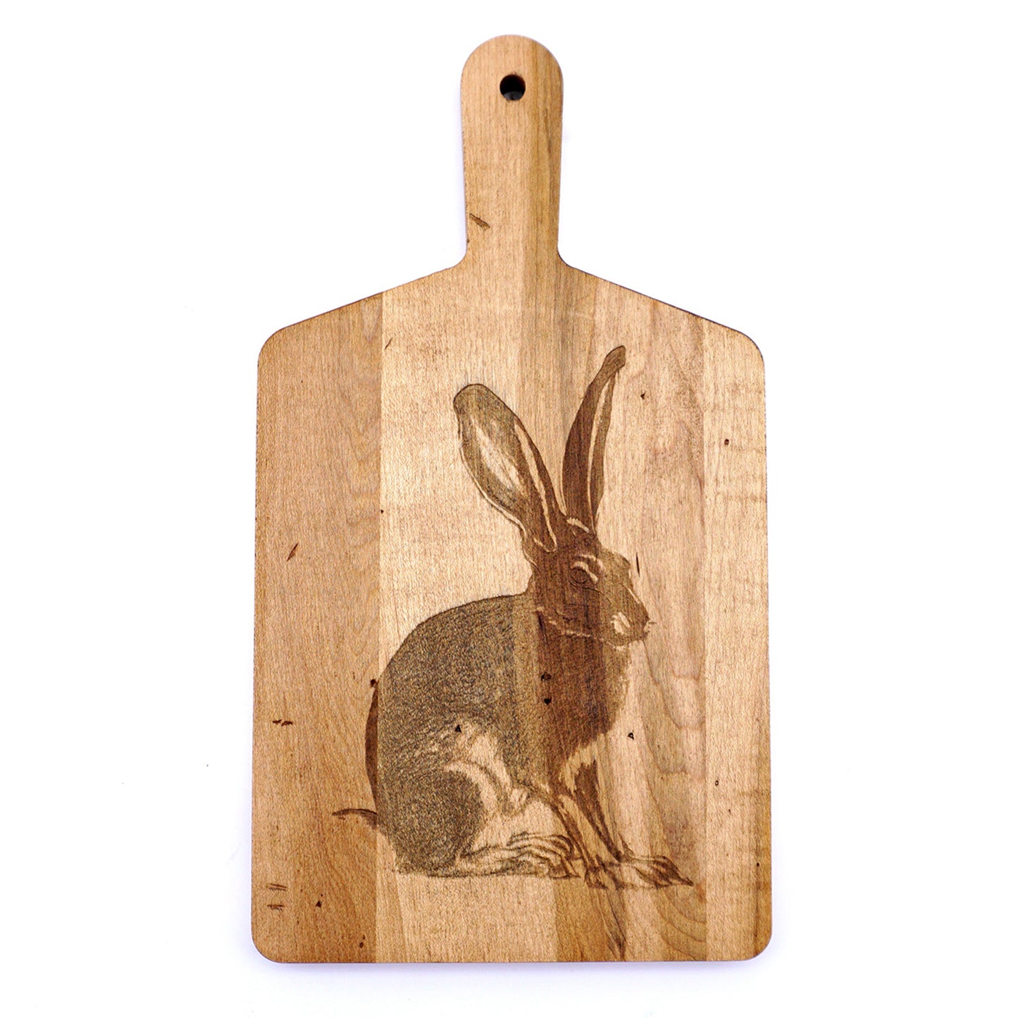 Laura Zindel Artisan Maple Rectangle Handled Serving Board - Rabbit