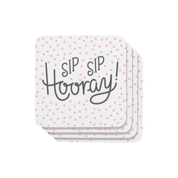 Sip Sip Hooray Round Cork Coasters (Set of 4)